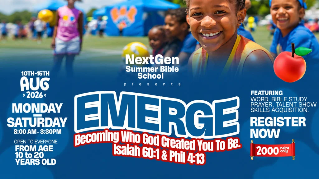 EMERGE — NextGen Summer Bible School, August 10–15, 2026